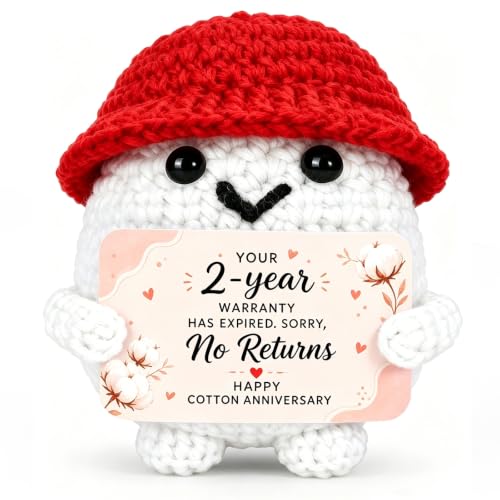 Funny 2nd Anniversary Cotton Gift with Crochet Doll & Card