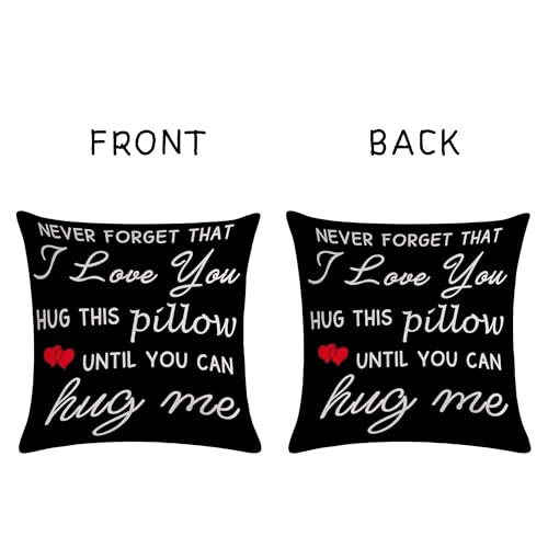 Never Forget I Love You Throw Pillow Cover - 18x18 Linen Cushion Case (N Forget B)