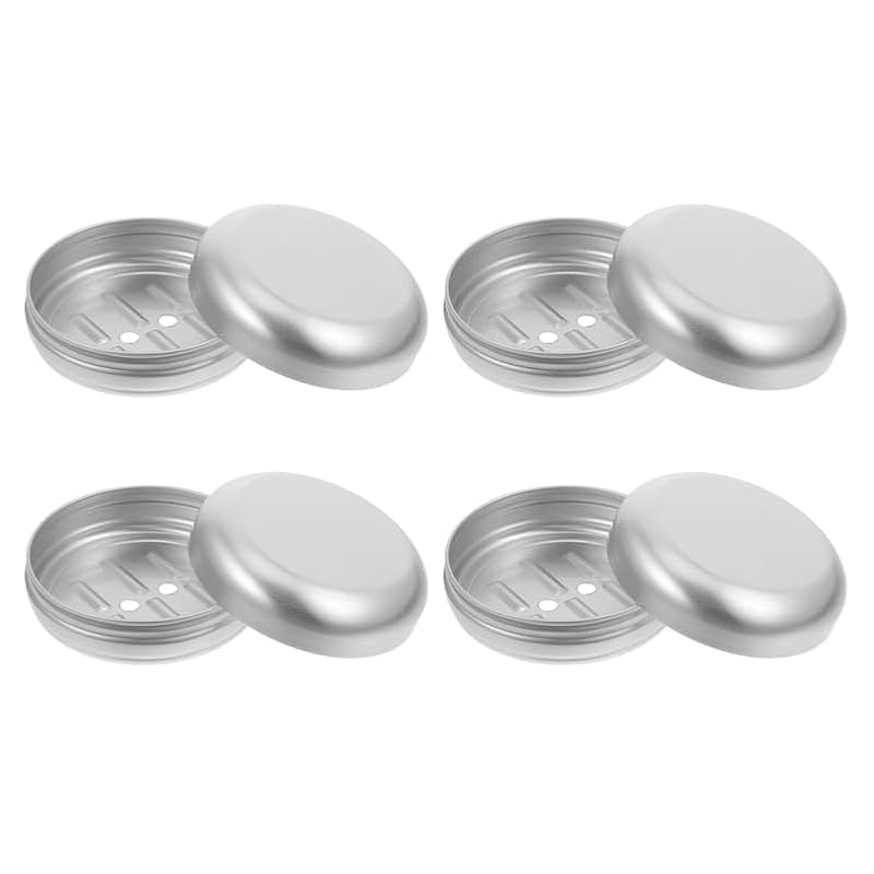 Travel Soap Container 4 Pack Small Aluminum Soap Boxes with Drainage Holes