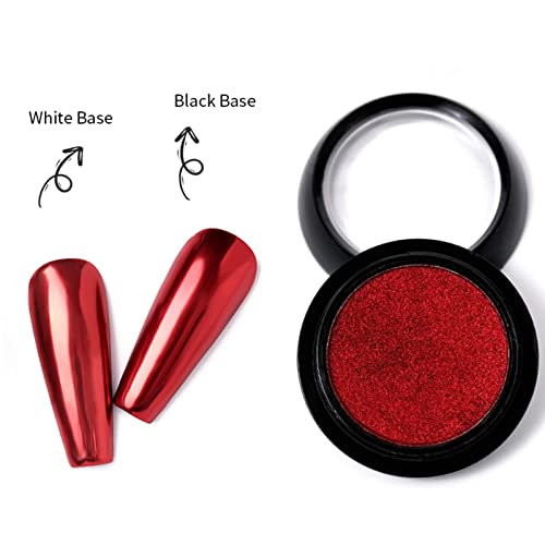 Furimuk Red Chrome Nail Powder - 2 Jars Metallic Mirror Effect Pigment Dust