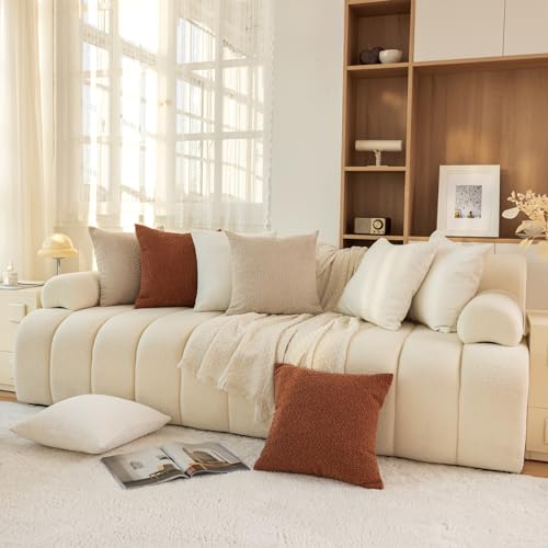 Textured Boucle Pillow Covers Set of 2 - 18x18 Decorative Cushions