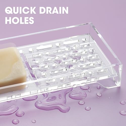 NiHome Self-Draining Soap Dish - Clear Acrylic Holder with 360° Airflow