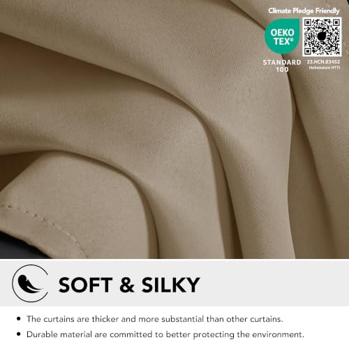 Deconovo Blackout Curtain 42"W x 63"L Khaki Room Darkening Panel for Living Room