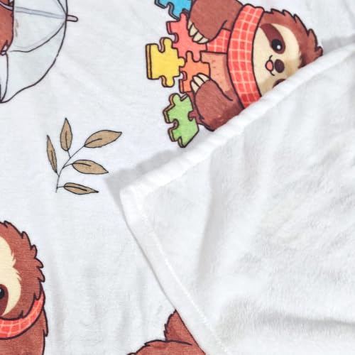 Zevrez Sloth Throw Blanket 48x60 inches Soft Flannel Fleece for Kids & Adults