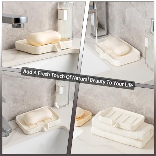 Self-Draining Travertine Stone Soap Dish - Off White Bar Soap Holder