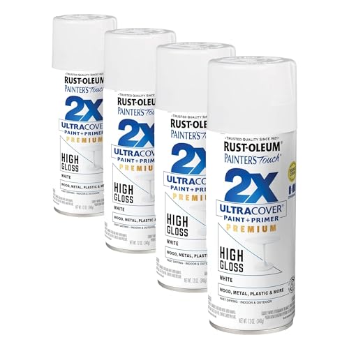 Rust-Oleum 331171 Painter's Touch 2X Ultra Cover Spray Paint - High Gloss White, 12 oz Pack of 4