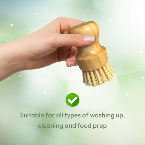 Moka Bamboo Dish Brush - Eco-Friendly Scrubber for Kitchen Cleaning (Single Brush)