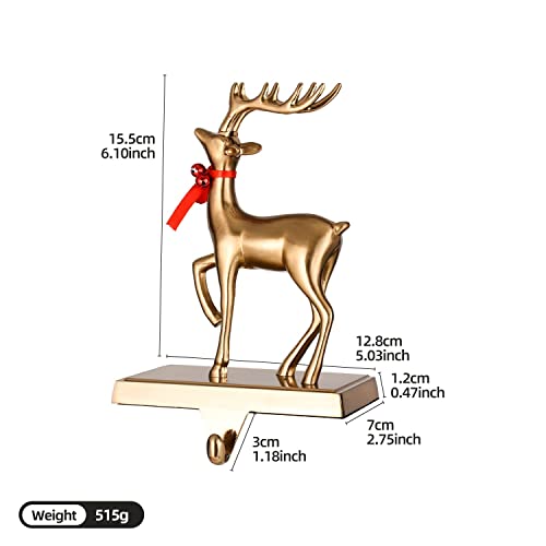 Set of 2 Christmas Stocking Holders with Reindeer & Sled Car Design for Fireplace Mantel Decor