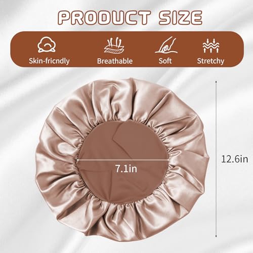 2-Pack Satin Silk Hair Bonnets for Sleeping - Soft Elastic Sleep Cap