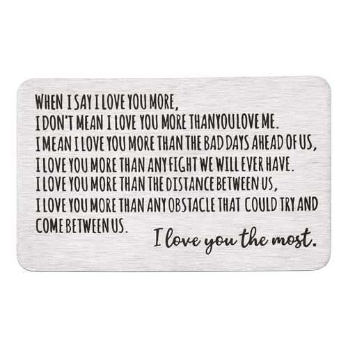 Wallet Card Love Note Engraved Silver - Love You More Keepsake