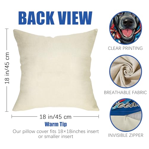 Patriotic Dog Throw Pillow Covers, 18x18 Set of 4, America Labrador Prints
