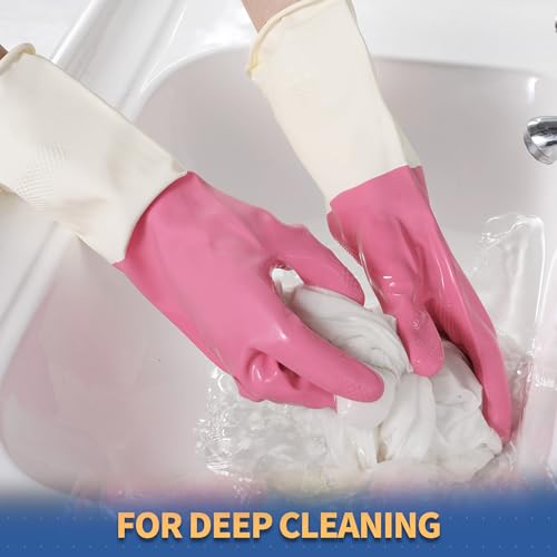 BOOMJOY Heavy Duty Dishwashing Gloves - Reusable Kitchen & Pet Care Gloves, Size M, 2 Pairs