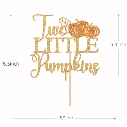 Two Little Pumpkins Cake Topper - Glitter Twins Birthday Decor