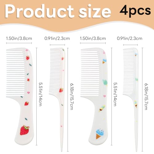 EMYVSVO 4-Piece Kids Hair Comb Set - Fine-Tooth Plastic Styling Brushes