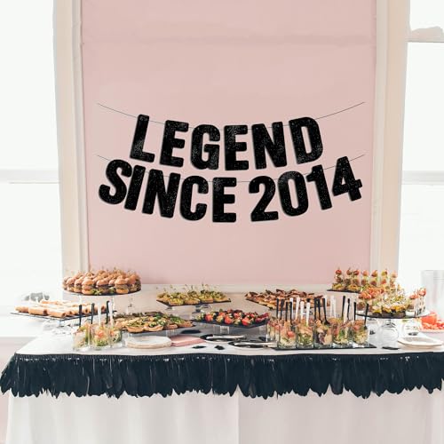 Legend Since 2014 Black Glitter Banner - 12th Birthday Party Decoration