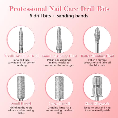 12-Piece Tungsten Carbide Nail Drill Bits Set with Sanding Bands