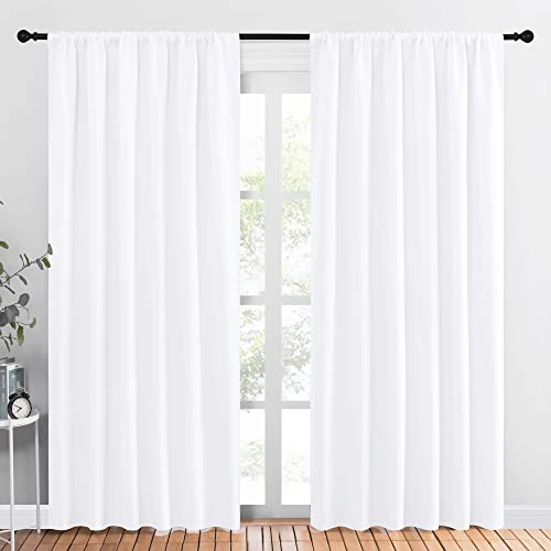 NICETOWN White Blackout Curtain Panels 70x84 Inches, Pack of 2, Light Blocking Bedroom & Home Decor