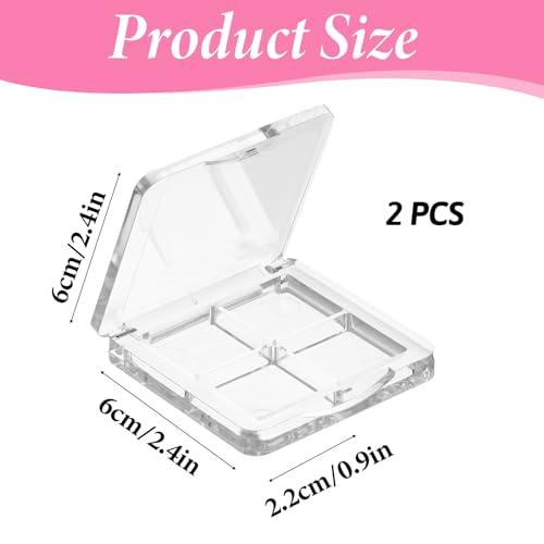 Trinkrittey 2-Pack Empty Makeup Palette 4-Grid Portable Clear Storage Box
