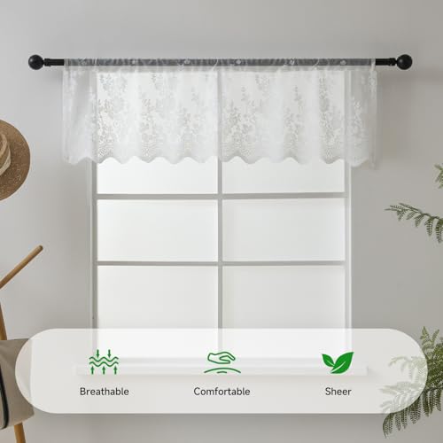 Blooming Vine Sheer Valance Curtain - 52 x 13 Inch Rod Pocket Drape