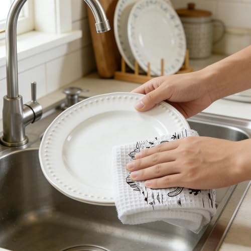 Western Aztec Hand Towel Set - Rustic Southwestern Cactus Kitchen Decor