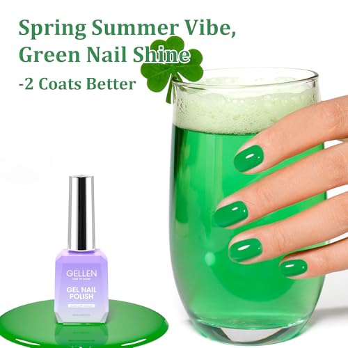 GELLEN Green Gel Nail Polish - 18ml High Pigment Soak Off UV/LED Polish