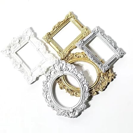 Mini Multicolor Resin Photo Frame Ornaments - Set of 4