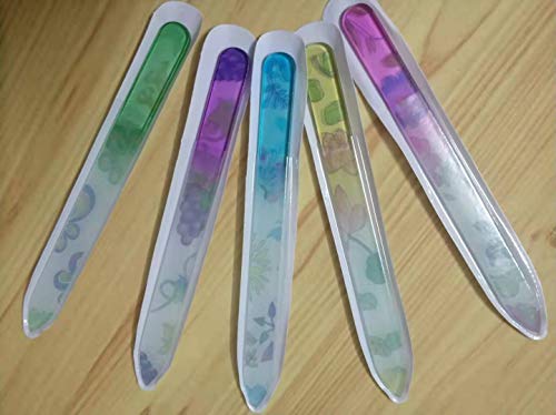 Glass Nail Files Set 5-Piece Professional Double-Sided Crystal Manicure Tools