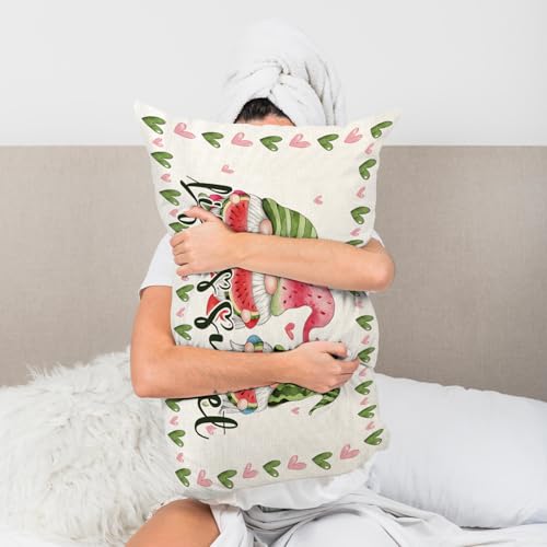 Life is Sweet Gnomes Throw Pillow Cover 12x20 Farmhouse Summer Decor