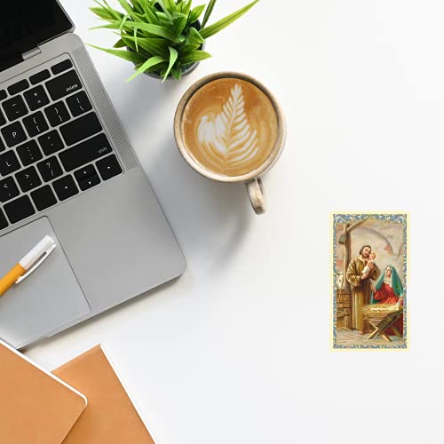 Nativity Prayer Cards Set - Religious Christmas Blessing Cards with Holy Family, 100 Pack