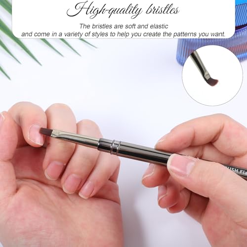 Exclaith 6-Piece Nail Polish Clean Up & Gel Art Brush Set with Metal Handles
