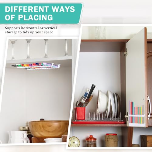 Baderke Reusable Straw Holder for Cabinets - White Classic Kitchen Organizer