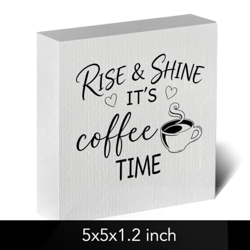 Rustic Farmhouse Coffee Bar Sign 5x5 Wood Box Plaque