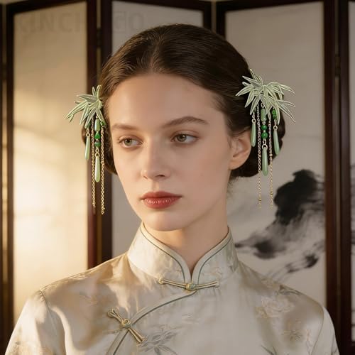 KINCHYGO Leaf Tassel Hair Clips 2 Pack Wedding Hairpin Headpiece
