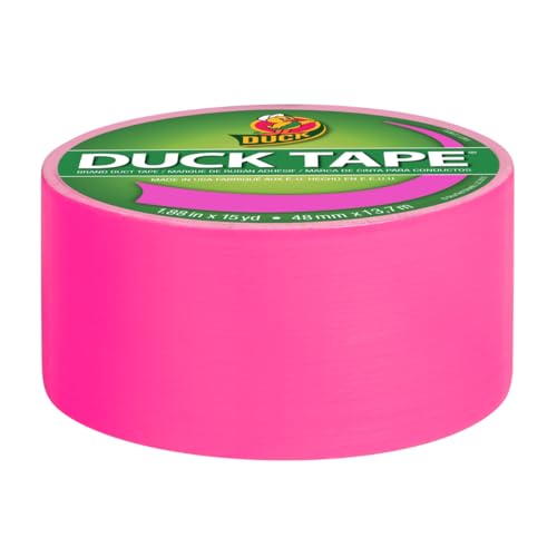 Duck Brand Neon Pink Color Duct Tape - 1.88" x 15 Yards, Single Roll
