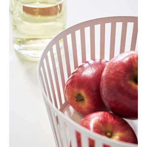 Yamazaki Home Tower Striped Steel Fruit Basket ? Kitchen Storage Produce Holder