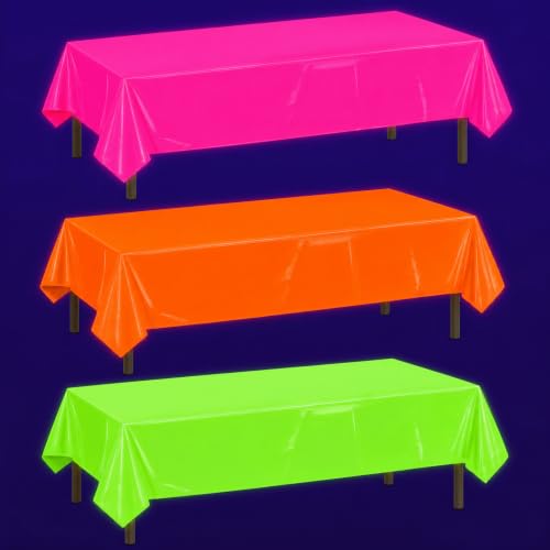 Glow in the Dark Neon Table Cloths, 3 Pack - Party Supplies