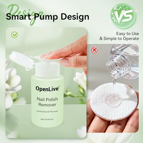 OpenLive Non-Acetone Nail Polish Remover 180ml with Push Pump