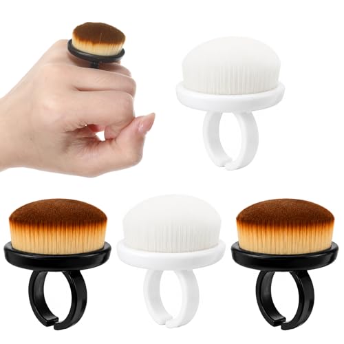 Macuezu 4 Pcs Wearable Ring Nail Dust Remover Brush - Soft Nylon Bristle Manicure Tool