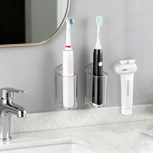 Wall Mounted Electric Toothbrush Holder with Charging Slot - 2PCS