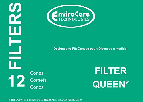 EnviroCare Replacement Vacuum Filter Cones for Filter Queen - 12 Pack