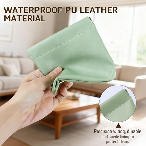 Leather Organizer Pouch 4PCS Waterproof Self-Closing Mini Cosmetic Bag