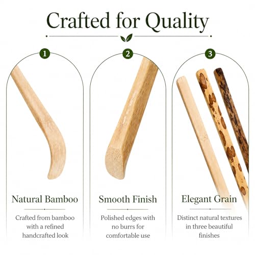 JJUNW Bamboo Matcha Spoon Set - 3 Traditional Chashaku Scoops