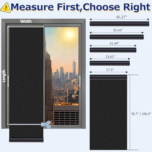 YUJIASH Blackout Window Film 17.5x78.7 Inch Static Cling Room Darkening Privacy