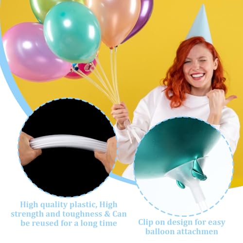 20 Pcs Balloon Holder Sticks with Cups – 12.4 Inch Clear Plastic Sticks