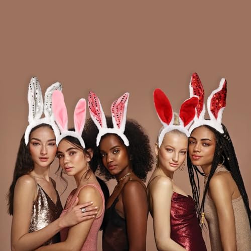 Plush Bunny Ears Headband 6-Pack Multicolor Easter Costume Accessories