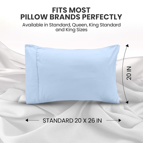 Utopia Bedding Standard Pillowcases, Ultra Soft Microfiber - Set of 4, Ice Blue