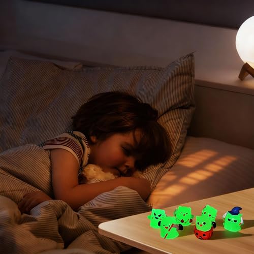 6PCS Glow-in-the-Dark Mini Ghost Figures - Cute Resin Statues