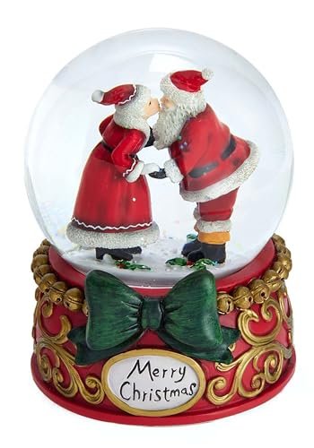Mr. & Mrs. Claus Musical Snow Globe - 100mm Holiday Decor
