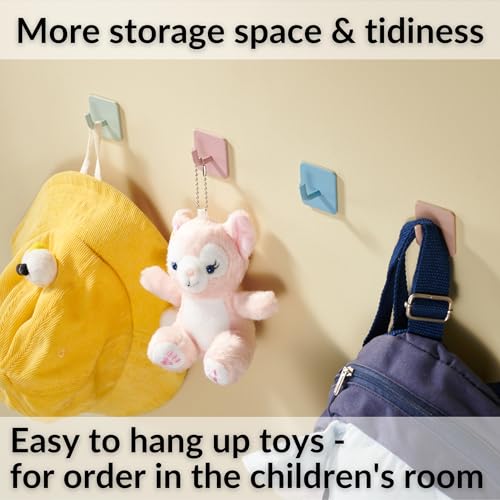 DEKAZIA Mint Green Adhesive Wall Hooks - Set of 4 for Kids Room
