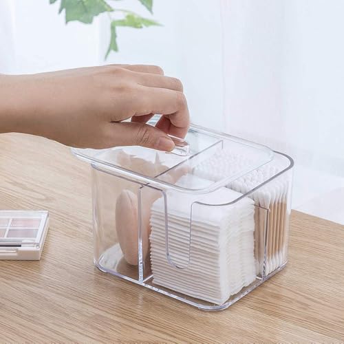 SUNFICON Acrylic Cotton Pad Holder - 4-Compartment Organizer for Bathroom & Vanity